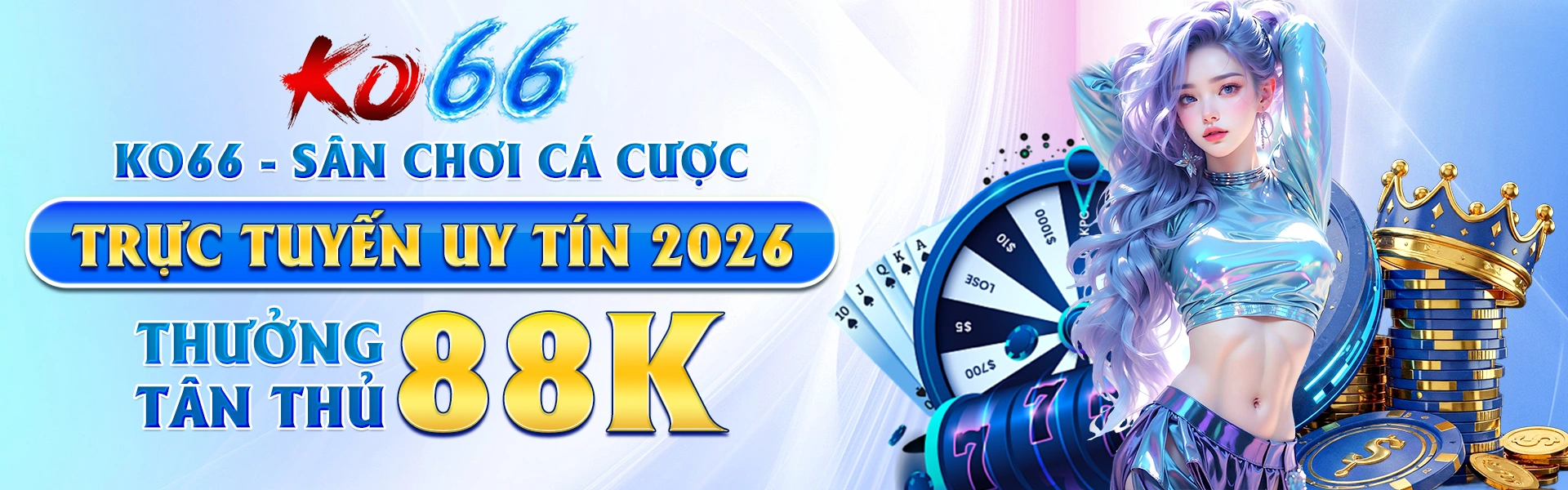 Banner giới thiệu KO66 về casino, slot, bắn cá và giải trí trực tuyến